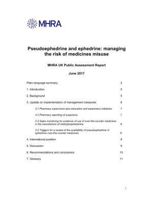 Pseudoephedrine and Ephedrine: Managing the Risk of Medicines Misuse