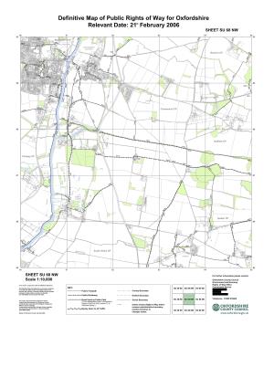 Definitive Map of Public Rights of Way for Oxfordshire Relevant Date: 21St February 2006 Colour SHEET SU 68 NW