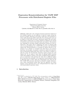 Expression Rematerialization for VLIW DSP Processors with Distributed Register Files ?