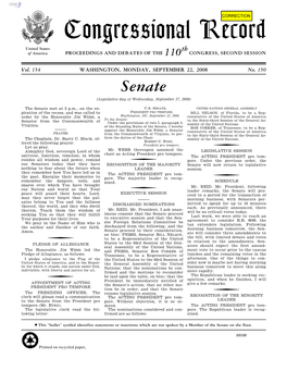 Senate (Legislative Day of Wednesday, September 17, 2008)
