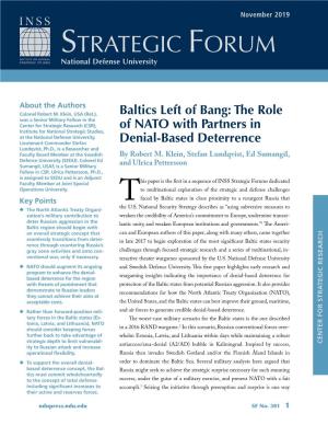 Baltics Left of Bang: the Role of NATO with Partners in Denial-Based Deterrence