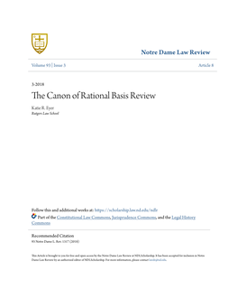 The Canon of Rational Basis Review