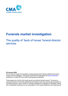 The Quality of 'Back of House' Funeral Director Services
