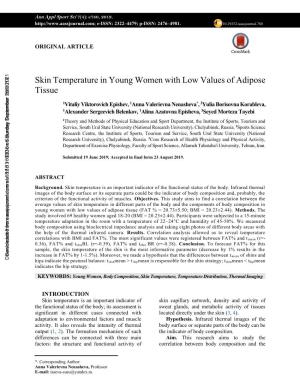 Skin Temperature in Young Women with Low Values of Adipose Tissue
