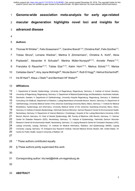 Genome-Wide Association Meta-Analysis for Early Age-Related