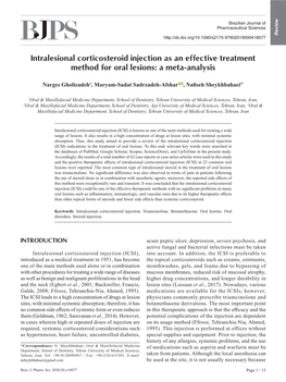 Intralesional Corticosteroid Injection As an Effective Treatment Method for Oral Lesions: a Meta-Analysis