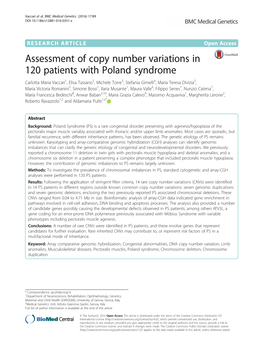 Assessment of Copy Number Variations in 120 Patients with Poland