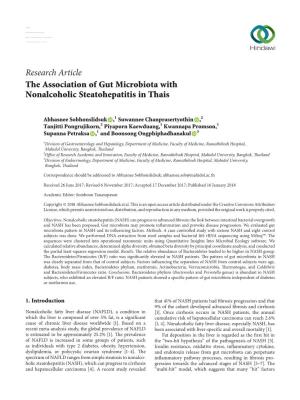 Research Article the Association of Gut Microbiota with Nonalcoholic Steatohepatitis in Thais