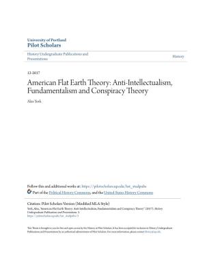 American Flat Earth Theory: Anti-Intellectualism, Fundamentalism and Conspiracy Theory Alex York
