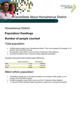 Quickstats About Horowhenua District