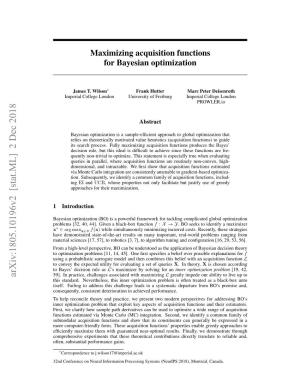 Maximizing Acquisition Functions for Bayesian Optimization