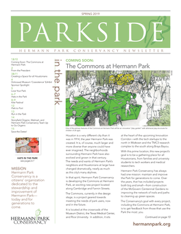 Spring 2019 Parkside Hermann Park Conservancy Newsletter