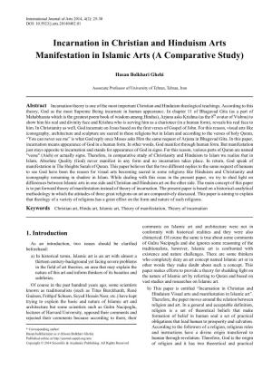 Incarnation in Christian and Hinduism Arts Manifestation in Islamic Arts (A Comparative Study)