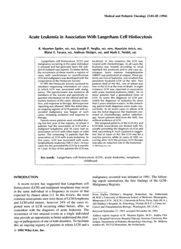 Acute Leukemia in Association with Langerhans Cell Histiocytosis