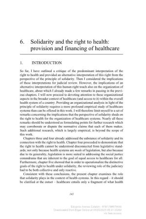 6. Solidarity and the Right to Health: Provision and Financing of Healthcare