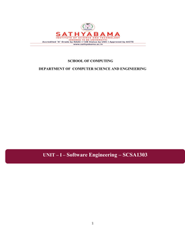 I – Software Engineering – SCSA1303