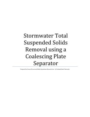 Stormwater Total Suspended Solids Removal Using a Coalescing Plate