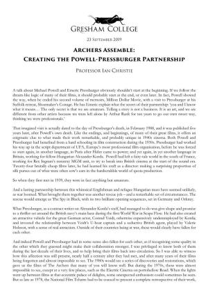 Archers Assemble: Creating the Powell-Pressburger Partnership