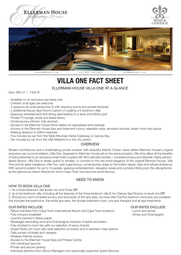 Villa One Fact Sheet 2017