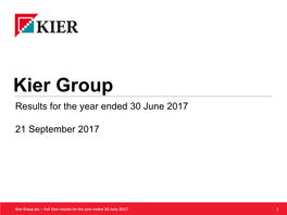 Kier Group Results for the Year Ended 30 June 2017