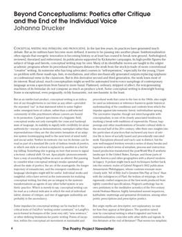 Beyond Conceptualisms: Poetics After Critique and the End of the Individual Voice Johanna Drucker