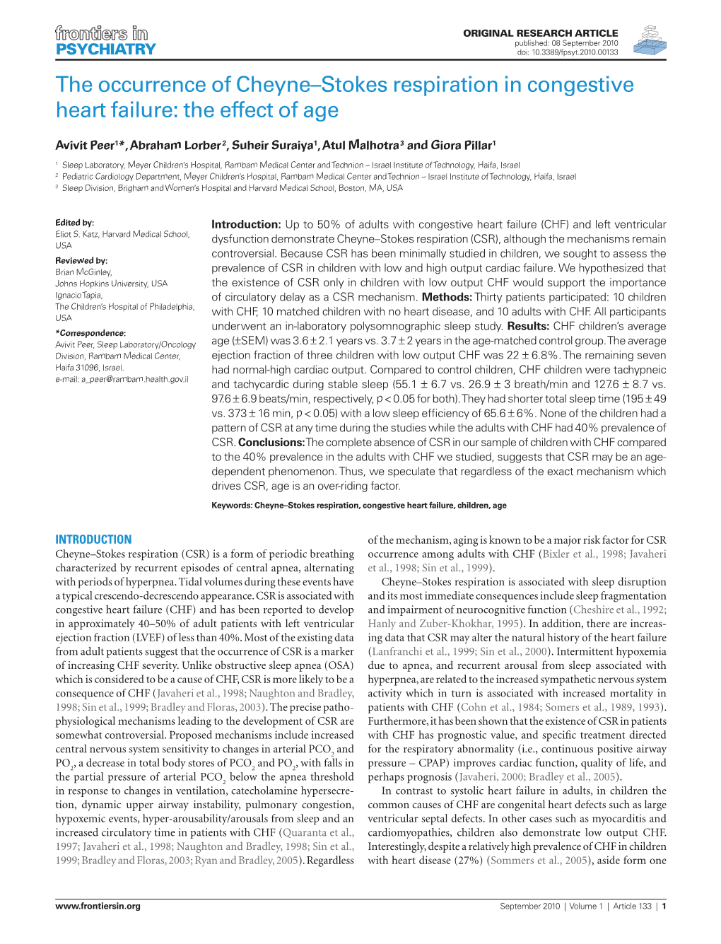 The Occurrence of Cheyne–Stokes Respiration in Congestive Heart Failure: the Effect of Age