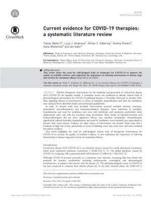 Current Evidence for COVID-19 Therapies: a Systematic Literature Review