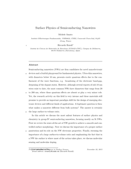 Surface Physics of Semiconducting Nanowires