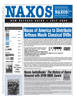 Naxos of America to Distribute Arthaus Musik Classical Dvds