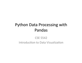 Python Data Processing with Pandas