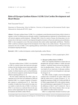 Roles of Glycogen Synthase Kinase-3 (GSK-3) in Cardiac Development and Heart Disease