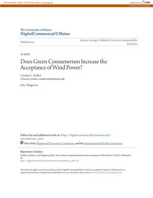 Does Green Consumerism Increase the Acceptance of Wind Power? Caroline L