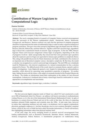 Contribution of Warsaw Logicians to Computational Logic