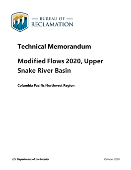 Modified Flows 2020, Upper Snake River Basin