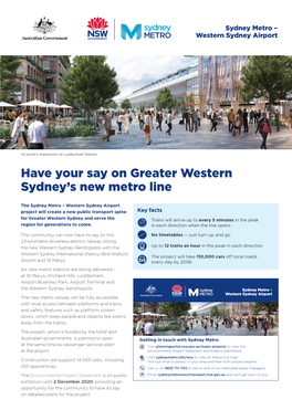 Have Your Say on Greater Western Sydney's New Metro Line