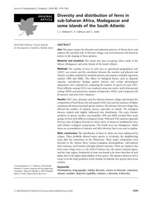Diversity and Distribution of Ferns in Sub-Saharan Africa, Madagascar