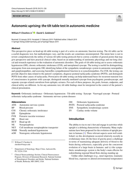 The Tilt Table Test in Autonomic Medicine