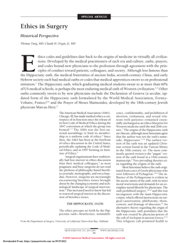 Ethics in Surgery Historical Perspective