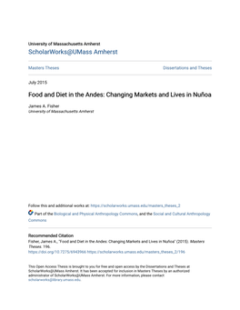 Food and Diet in the Andes: Changing Markets and Lives in Nuñoa