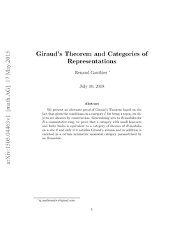 Giraud's Theorem and Categories of Representations