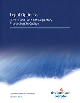 Legal Options: S92A, Good Faith and Regulatory Proceedingslegal in Quebecoptions: S92A, Good Faith and Regulatory Proceedings in Quebec