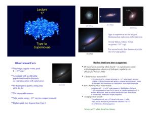 Lecture 17 Type Ia Supernovae
