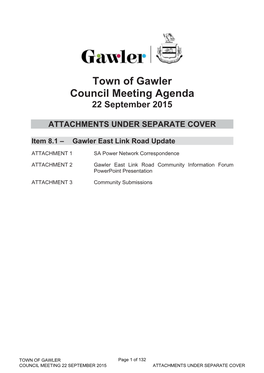 Town of Gawler Council Meeting Agenda 22 September 2015