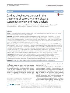 Cardiac Shock-Wave Therapy in the Treatment of Coronary Artery Disease