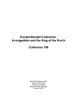 Donald Mansell Collection: Armageddon and the King of the North