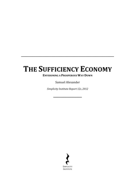 The Sufficiency Economy Envisioning a Prosperous Way Down