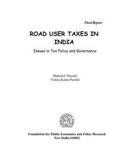 Road User Taxes in India