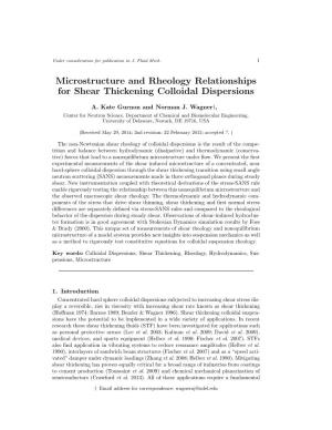 Microstructure and Rheology Relationships for Shear Thickening Colloidal Dispersions