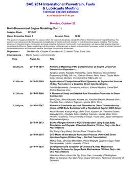 SAE 2014 International Powertrain, Fuels & Lubricants Meeting