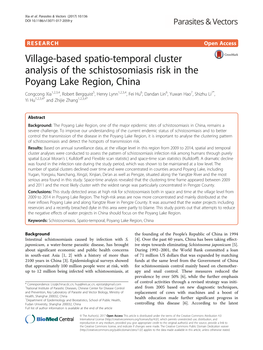 Village-Based Spatio-Temporal Cluster Analysis of the Schistosomiasis Risk